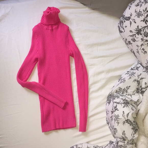hot pink mock turtleneck